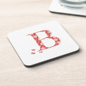 Blume Muster Buchstabe B (rot) Getränkeuntersetzer (Linke Seite)