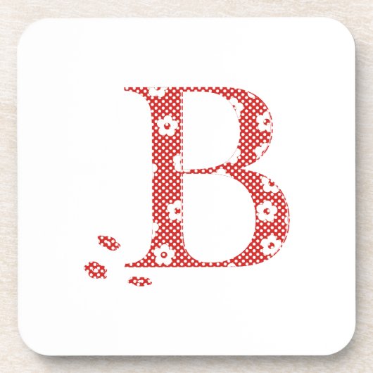 Blume Muster Buchstabe B (rot) Getränkeuntersetzer (Vorderseite)