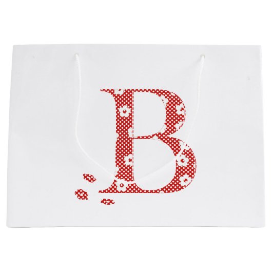 Blume Muster Buchstabe B (rot) Große Geschenktüte (Vorderseite)