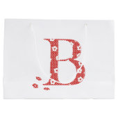 Blume Muster Buchstabe B (rot) Große Geschenktüte (Rückseite)