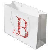 Blume Muster Buchstabe B (rot) Große Geschenktüte (Rückseite Schrägansicht)