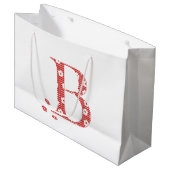 Blume Muster Buchstabe B (rot) Große Geschenktüte (Vorderseite Schrägansicht)