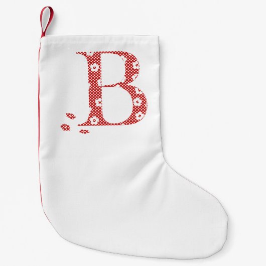 Blume Muster Buchstabe B (rot) Kleiner Weihnachtsstrumpf (Vorderseite)
