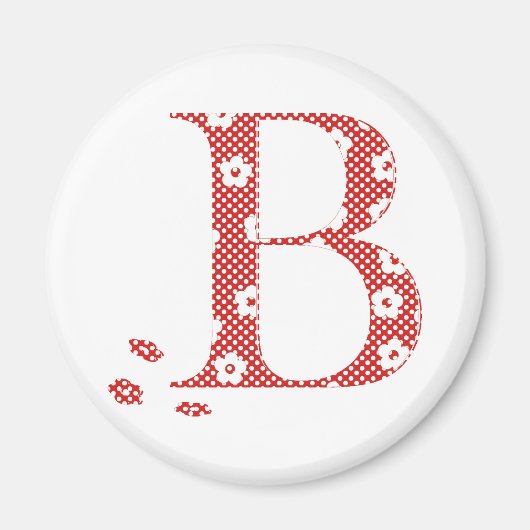Blume Muster Buchstabe B (rot) Magnet (Vorne)