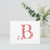 Blume Muster Buchstabe B (rot) Postkarte (Stehend Vorderseite)