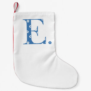Blume Muster Buchstabe E (blau) Kleiner Weihnachtsstrumpf