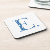 Blume Muster Buchstabe E (blau) Untersetzer (Linke Seite)
