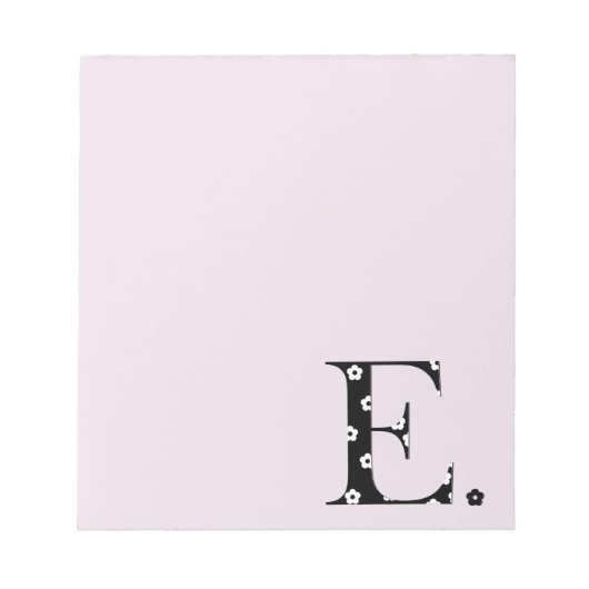 Blume Muster Buchstabe E Notizblock (Vorderseite)