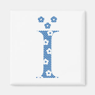 Blume Muster Buchstabe I (blau) Magnet