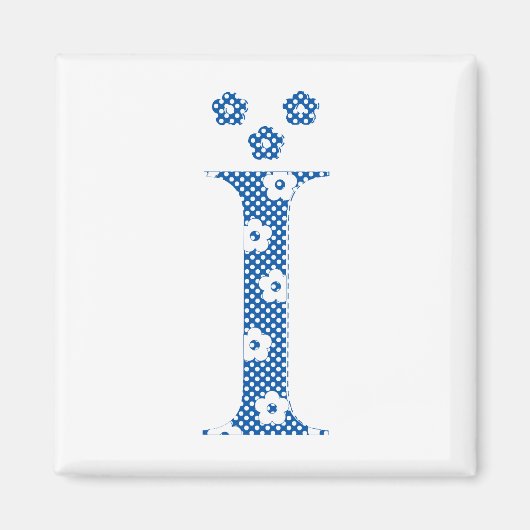 Blume Muster Buchstabe I (blau) Magnet (Vorne)