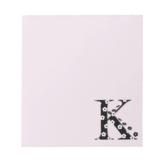 Blume Muster Buchstabe K Notizblock (Vorderseite)