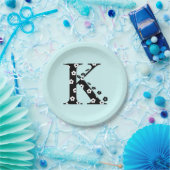 Blume Muster Buchstabe K Pappteller (Party)