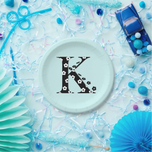 Blume Muster Buchstabe K Pappteller (Party)