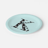 Blume Muster Buchstabe K Pappteller (Schrägansicht)