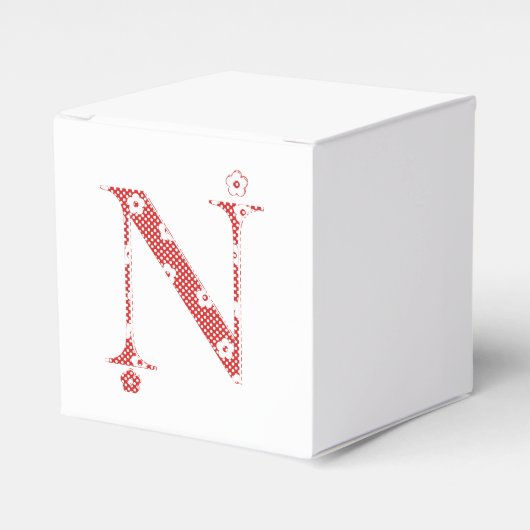 Blume Muster Buchstabe N (rot) Geschenkschachtel (Vorderseite)