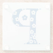 Blume Muster Buchstabe P (blau) Glasuntersetzer (Rückseite)