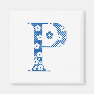 Blume Muster Buchstabe P (blau) Magnet