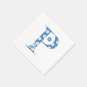 Blume Muster Buchstabe P (blau) Serviette (Ecke)