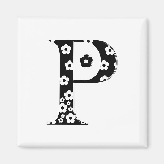 Blume Muster Buchstabe P Magnet (Vorne)