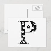 Blume Muster Buchstabe P Postkarte (Vorne/Hinten)