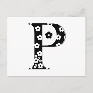 Blume Muster Buchstabe P Postkarte