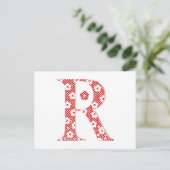Blume Muster Buchstabe R (rot) Postkarte (Stehend Vorderseite)