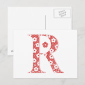Blume Muster Buchstabe R (rot) Postkarte (Vorne/Hinten)