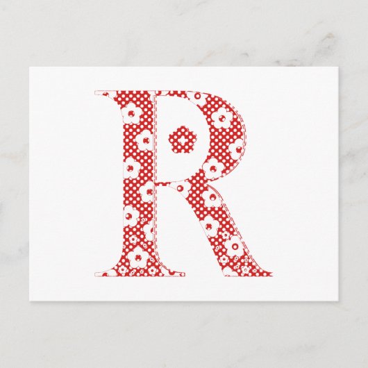 Blume Muster Buchstabe R (rot) Postkarte (Vorderseite)