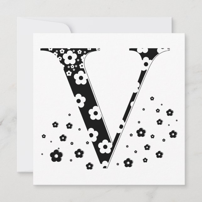 Blume Muster Buchstabe V (Vorderseite)