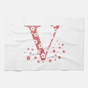 Blume Muster Buchstabe V (rot) Handtuch