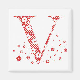 Blume Muster Buchstabe V (rot) Magnet