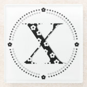 Blume Muster Buchstabe X Glasuntersetzer (Vorderseite)