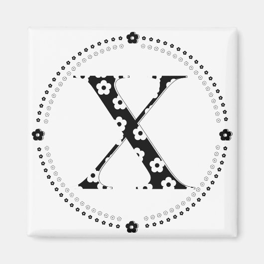 Blume Muster Buchstabe X Magnet (Vorne)