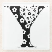 Blume Muster Buchstabe Y Glasuntersetzer (Vorderseite)