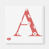 Blume Muster Buchstaben A (rot) Magnet (Vorne)