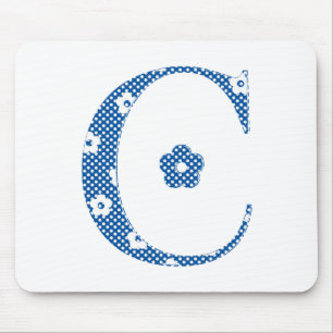 Blume Muster Buchstaben C (blau) Mousepad