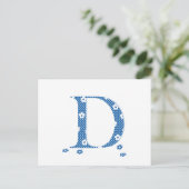 Blume Muster Buchstaben D (blau) Postkarte (Stehend Vorderseite)