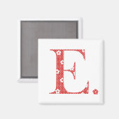 Blume Muster Buchstaben E (rot) Magnet (Vorderseite/Rückseite)