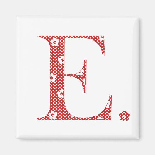 Blume Muster Buchstaben E (rot) Magnet (Vorne)