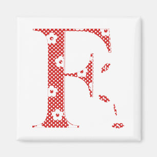 Blume Muster Buchstaben F (rot) Magnet
