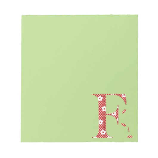 Blume Muster Buchstaben F (rot) Notizblock (Vorderseite)
