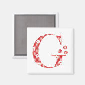 Blume Muster Buchstaben G (rot) Magnet (Vorderseite/Rückseite)