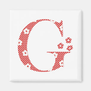 Blume Muster Buchstaben G (rot) Magnet