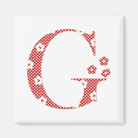 Blume Muster Buchstaben G (rot) Magnet (Vorne)