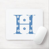 Blume Muster Buchstaben H (blau) Mousepad (Mit Mouse)
