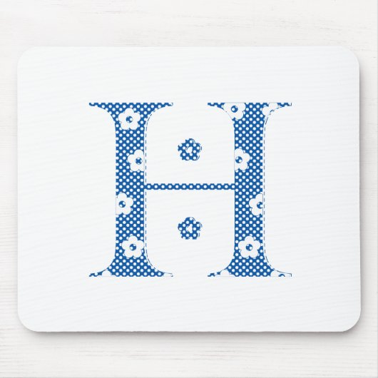 Blume Muster Buchstaben H (blau) Mousepad (Vorne)