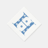 Blume Muster Buchstaben H (blau) Serviette (Ecke)