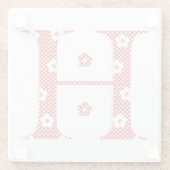 Blume Muster Buchstaben H (rot) Glasuntersetzer (Rückseite)