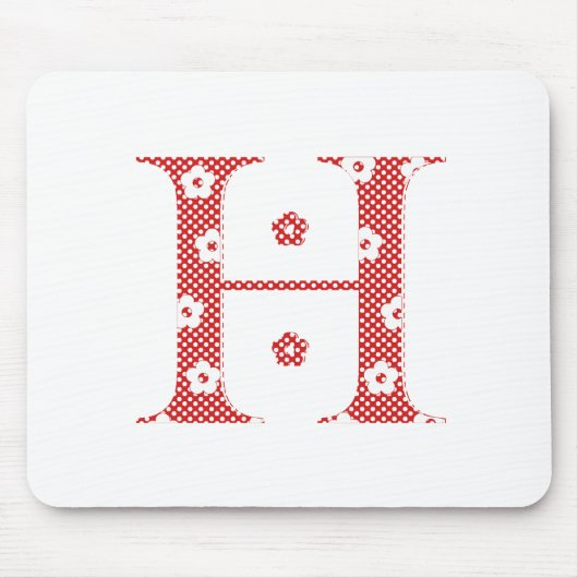 Blume Muster Buchstaben H (rot) Mousepad (Vorne)