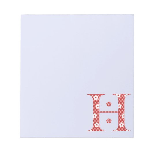 Blume Muster Buchstaben H (rot) Notizblock (Vorderseite)